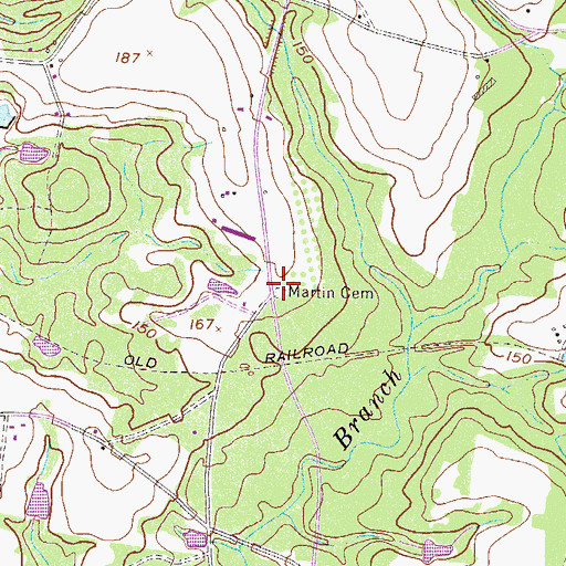Topographic Map of Martin Cemetery, GA