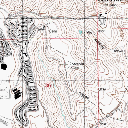 Topographic Map of Metcalf Cemetery, AZ