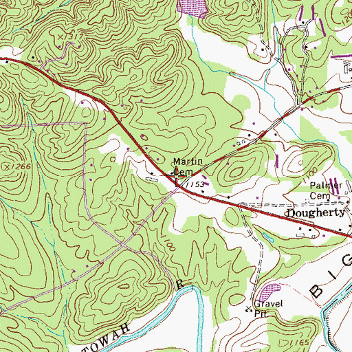 Topographic Map of Martin Cemetery, GA