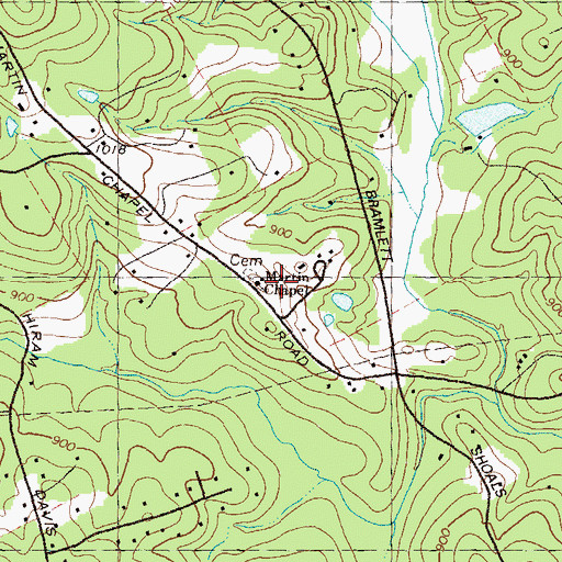 Topographic Map of Martin Chapel, GA