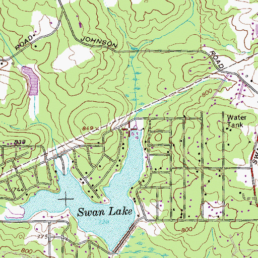 Topographic Map of Martin Creek, GA