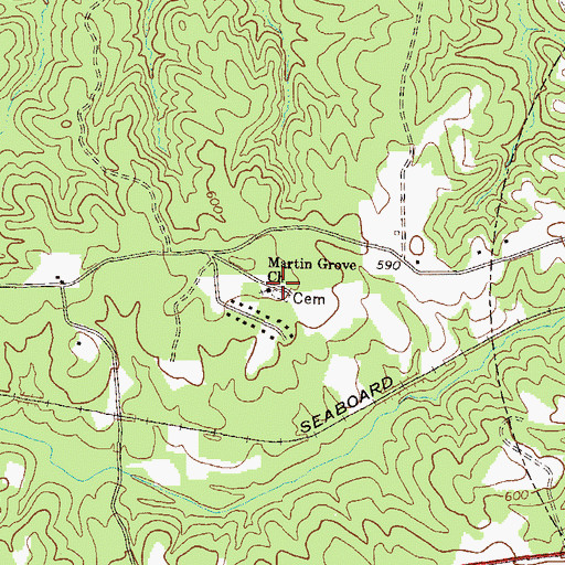 Topographic Map of Martin Grove Church, GA