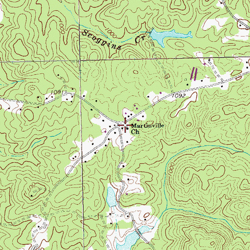 Topographic Map of Martinville Church, GA