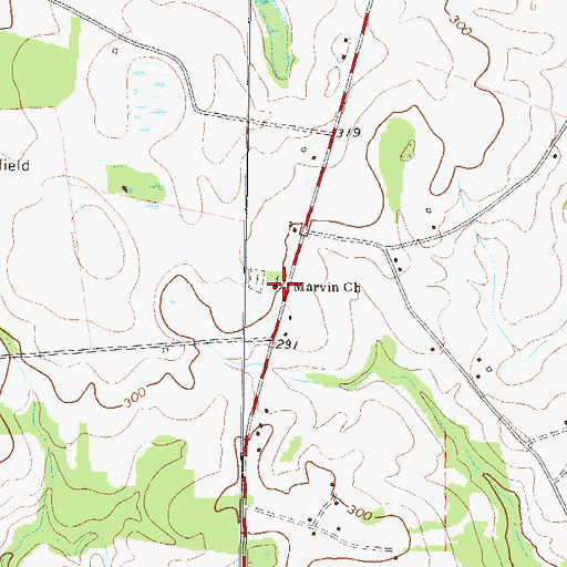 Topographic Map of Marvin Church, GA