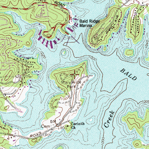 Topographic Map of Mary Alice Park, GA