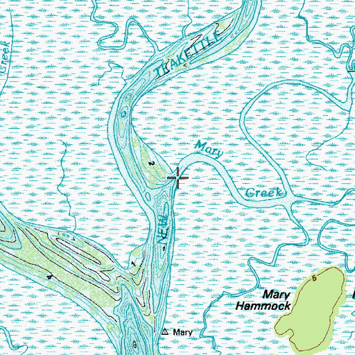 Topographic Map of Mary Creek, GA