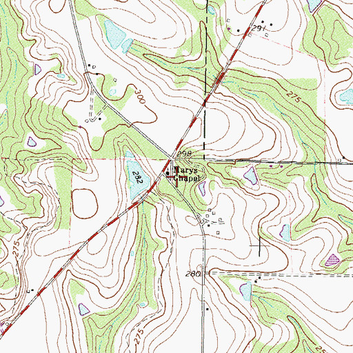 Topographic Map of Marys Chapel, GA