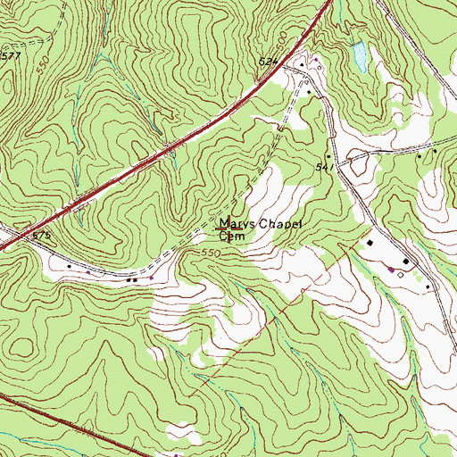 Topographic Map of Marys Chapel Cemetery, GA