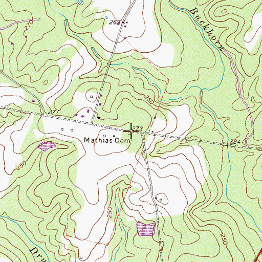 Topographic Map of Mathias Cemetery, GA