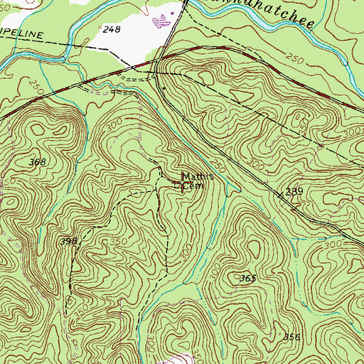 Topographic Map of Mathis Cemetery, GA
