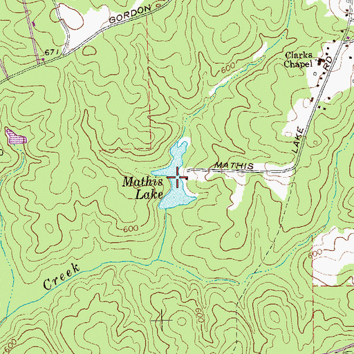 Topographic Map of Mathis Lake, GA