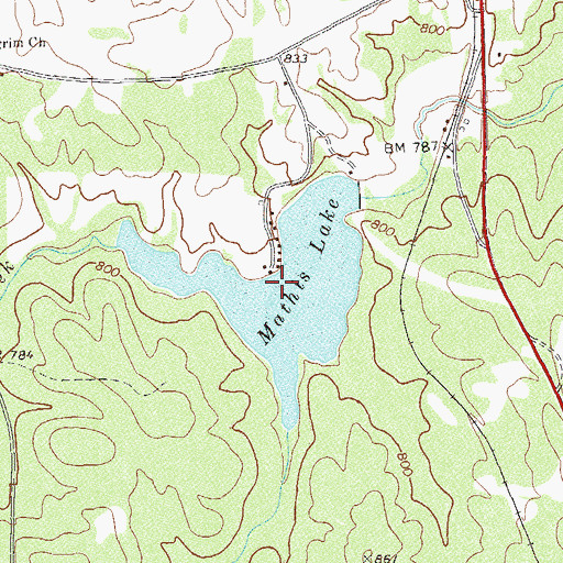 Topographic Map of Mathis Lake, GA
