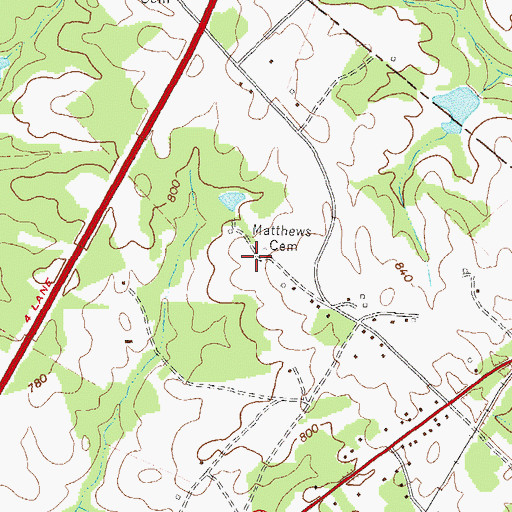 Topographic Map of Matthews Cemetery, GA