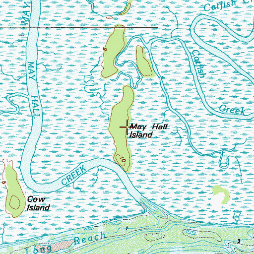 Topographic Map of May Hall Island, GA