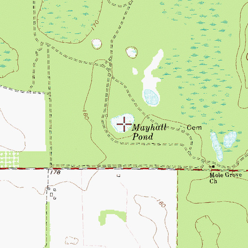 Topographic Map of Mayhall Pond, GA