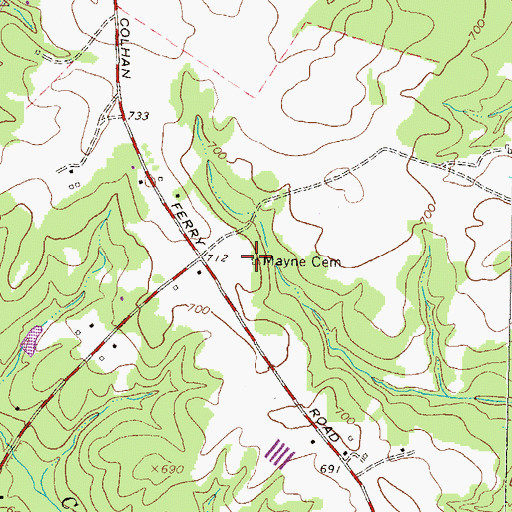 Topographic Map of Mayne Cemetery, GA