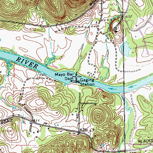 Topographic Map of Mayo Bar Dam, GA