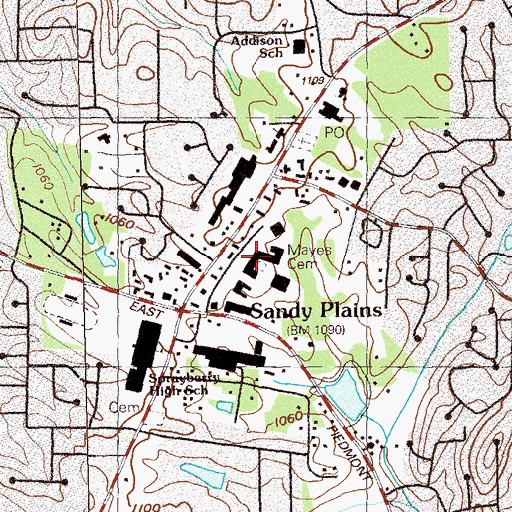 Topographic Map of Mayes Cemetery, GA