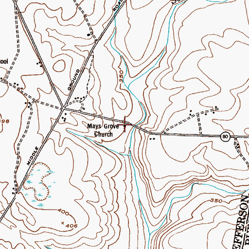 Topographic Map of Mays Grove Church, GA