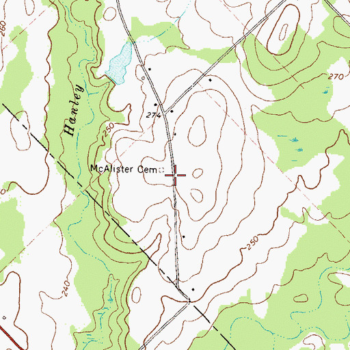 Topographic Map of McAlister Cemetery, GA