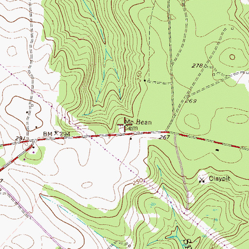 Topographic Map of McBean Cemetery, GA