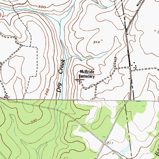 Topographic Map of McBride Cemetery, GA