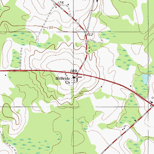 Topographic Map of McBridge Church, GA