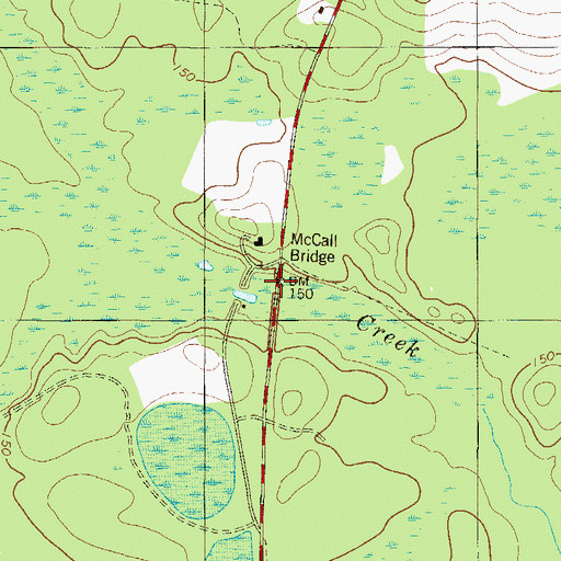 Topographic Map of McCall Bridge, GA