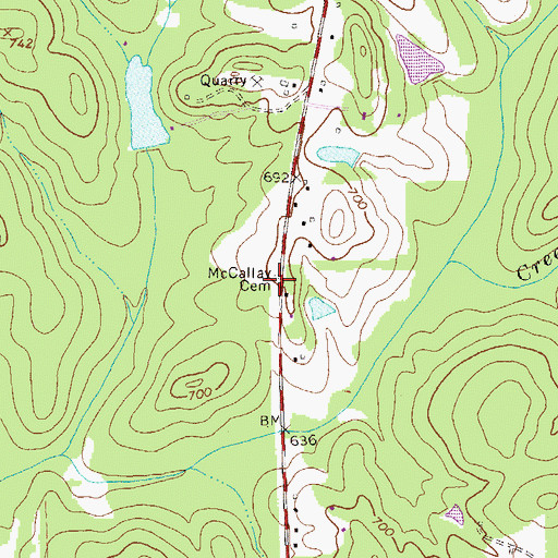 Topographic Map of McCalls Cemetery, GA