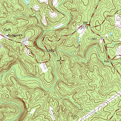Topographic Map of McCanless Creek, GA