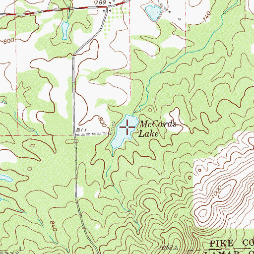 Topographic Map of McCards Lake, GA