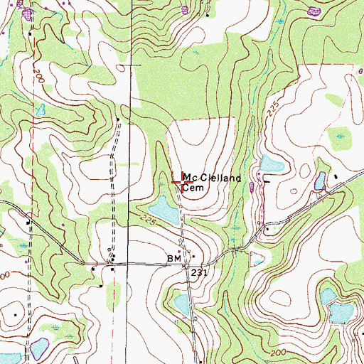 Topographic Map of McClelland Cemetery, GA