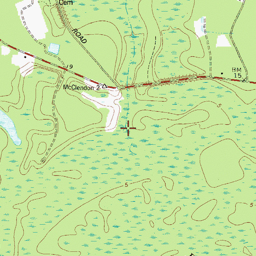 Topographic Map of McClendon Swamp, GA