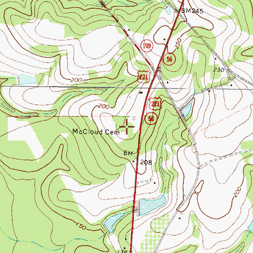 Topographic Map of McCloud Cemetery, GA