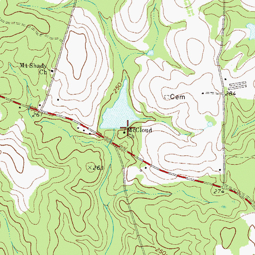 Topographic Map of McCloud Church, GA