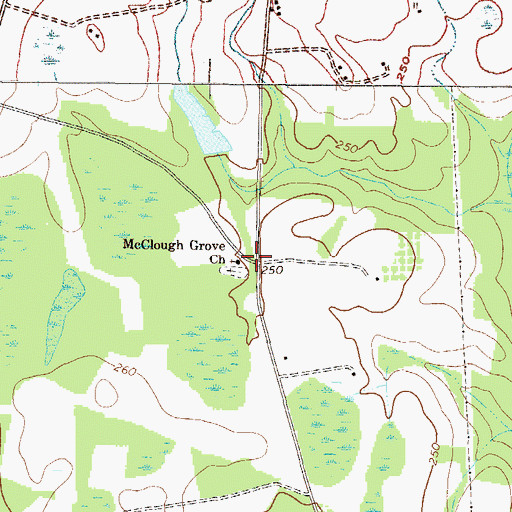 Topographic Map of McClough Grove Church, GA