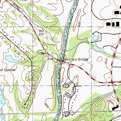 Topographic Map of McClure Bridge, GA