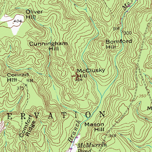 Topographic Map of McClusky Hill, GA