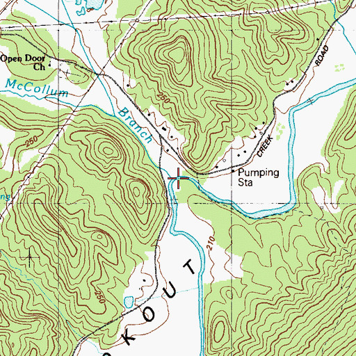 Topographic Map of McCollum Branch, GA