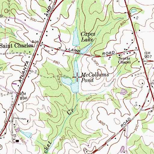 Topographic Map of McCollums Pond, GA