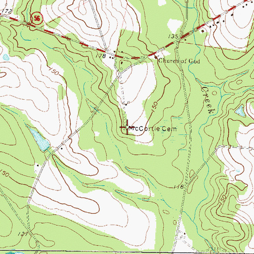 Topographic Map of McCortle Cemetery, GA