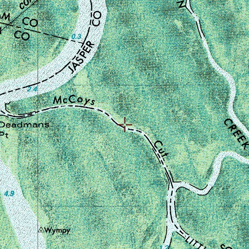 Topographic Map of McCoys Cut, GA