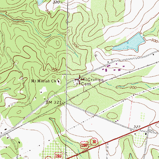 Topographic Map of McCrimon Cemetery, GA