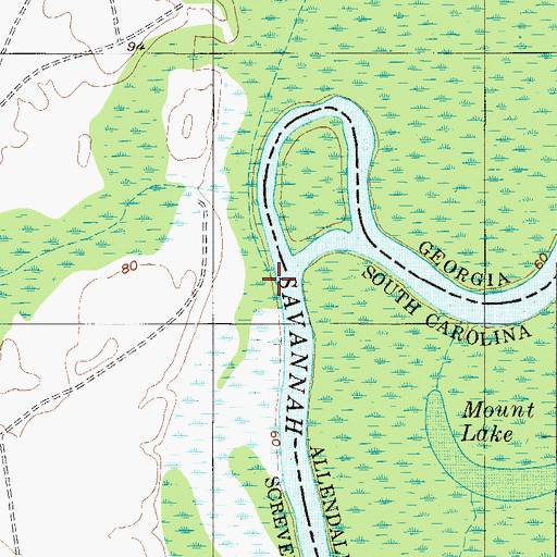 Topographic Map of McDaniel Creek, GA