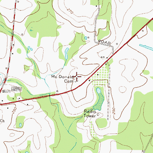 Topographic Map of McDonald Cemetery, GA