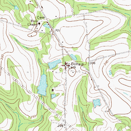 Topographic Map of McDonald Cemetery, GA