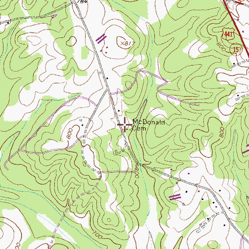 Topographic Map of McDonald Cemetery, GA