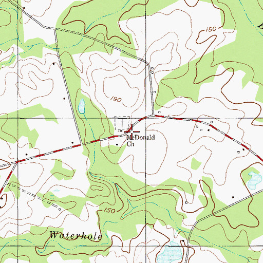Topographic Map of McDonald Church, GA