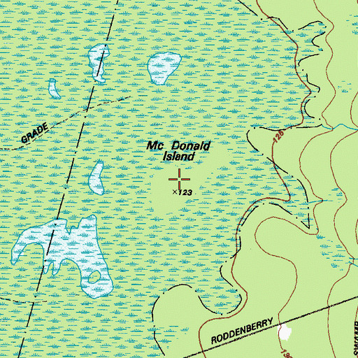 Topographic Map of McDonald Island, GA