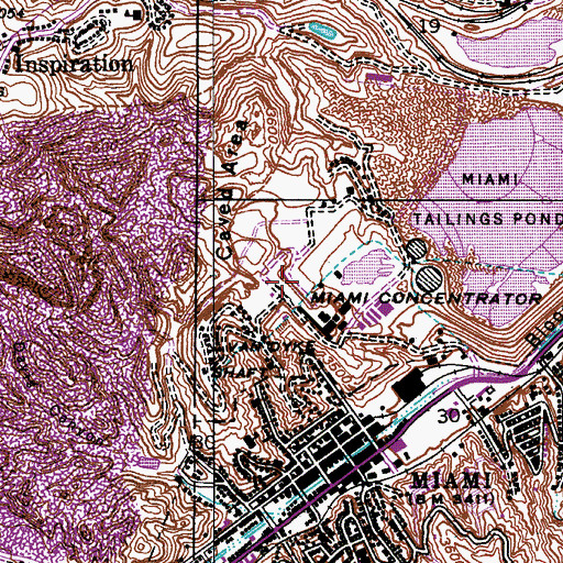 Topographic Map of Miami Concentrator, AZ